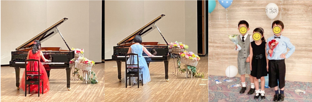 西久万ピアノ教室の発表会で演奏する生徒たち